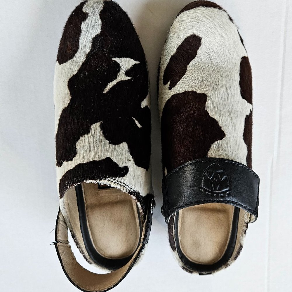 Ariat Black and White Cowhide Mules